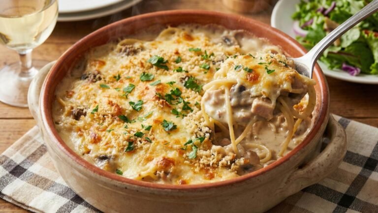 Creamy Turkey Tetrazzini (Perfect for Thanksgiving Leftovers)